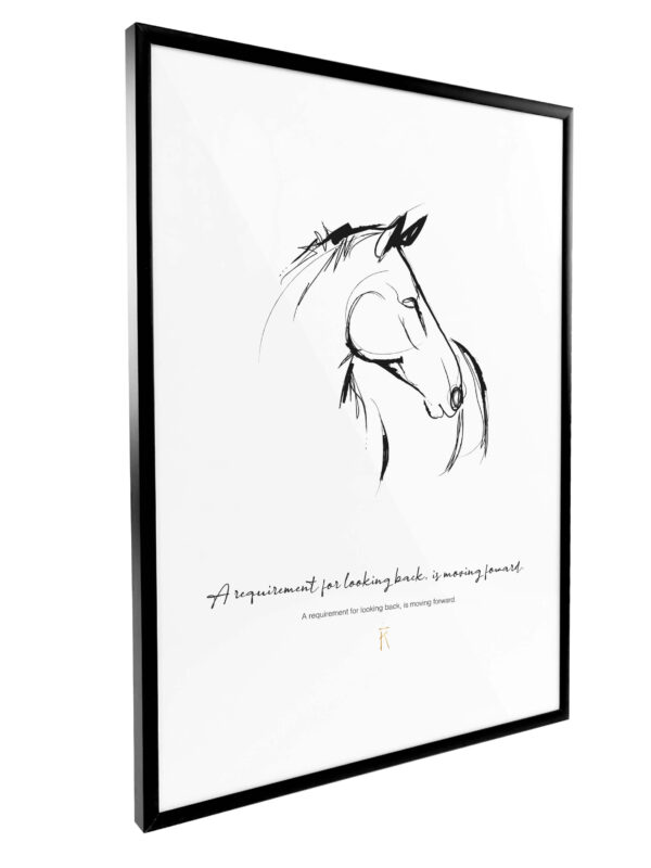 poster-requirement-looking-back-moving-forward-paard-tekening-in-lijst